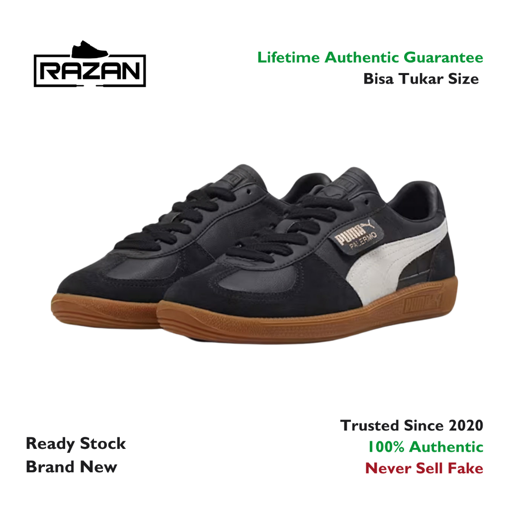 Puma Palermo Leather Black Feather Grey Gum 100% Authentic Original
