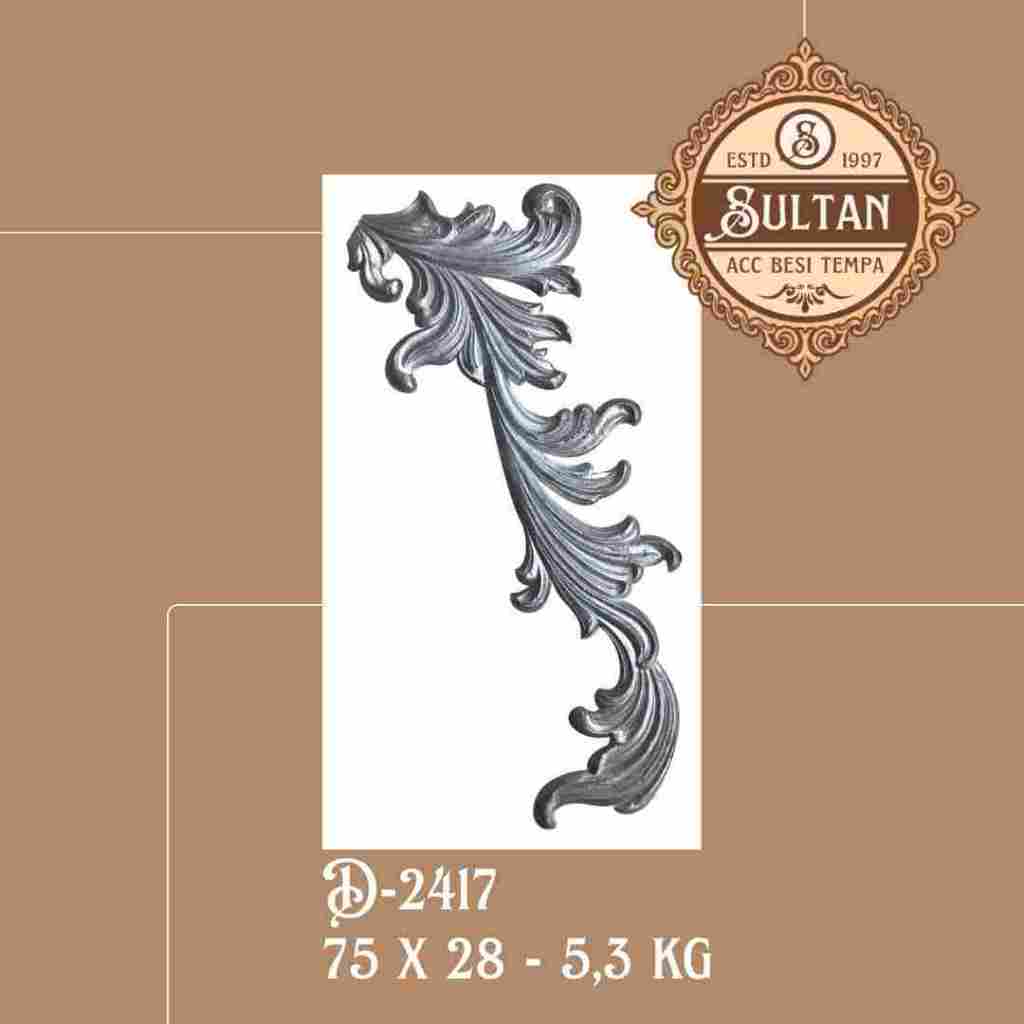 Sultan Besi Tempa / D-2417 / Ornamen Daun Besi Tempa / Ornamen Pagar Besi Klasik / Aksesoris Besi Te
