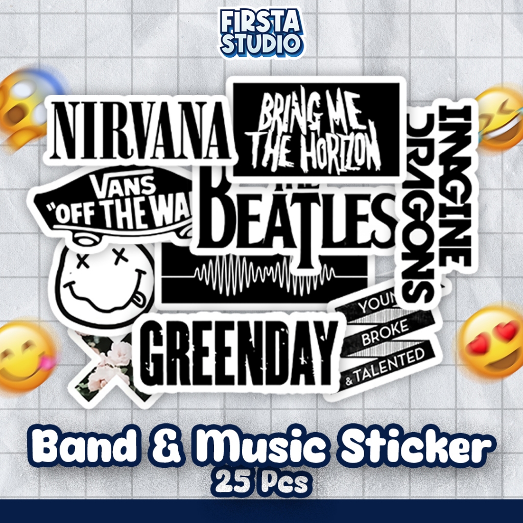 

Sticker Band & Music Aesthetic Black and White Stiker Band Monokrom Estetik 25 Pcs