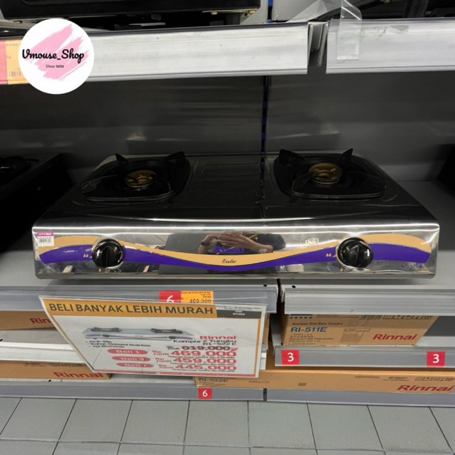 KOMPOR RINNAI 522E - KOMPOR GAS RINNAI STAINLESS RI522E - KOMPOR 2 TUNGKU RINNAI - KOMPOR GAS MURAH 