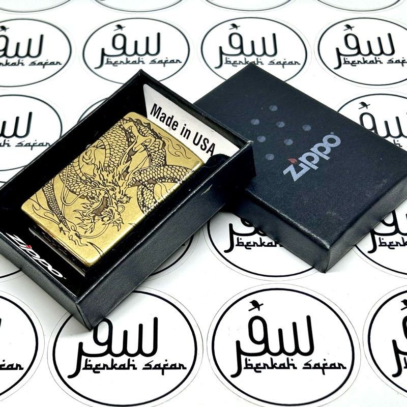 Zippo Gold Dragon Japan Raising Engraved Original