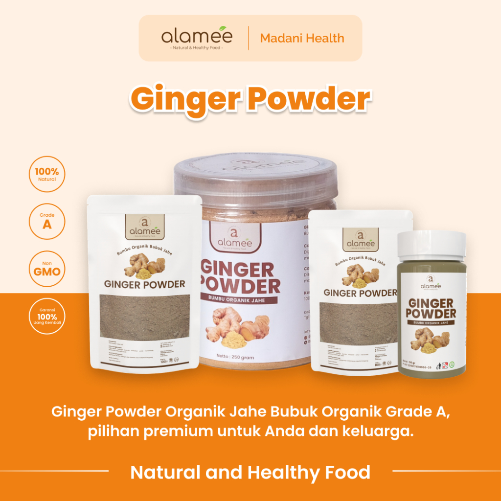 

ALAMEE Ginger Seasoning Powder Jahe Putih Bubuk Minuman Herbal Bumbu Masakan Dapur Instan 250g