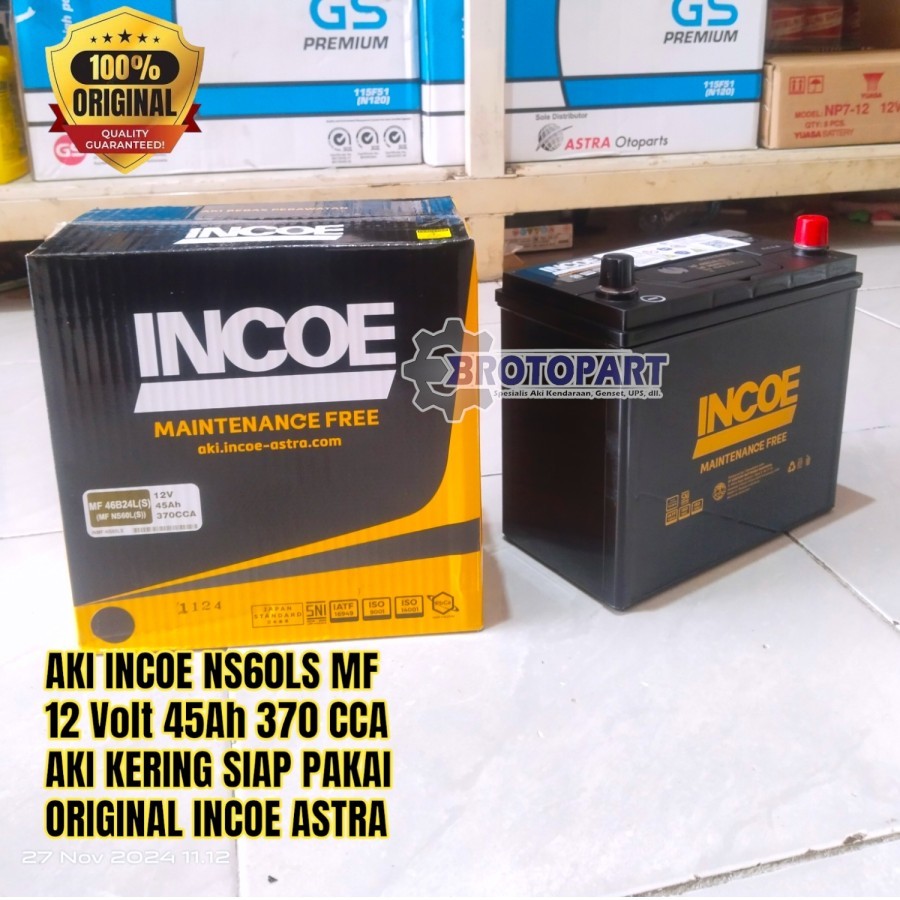 Aki Mobil Wuling Confero Cortez INCOE ASTRA NS60LS MF Aki Kering 45Ah