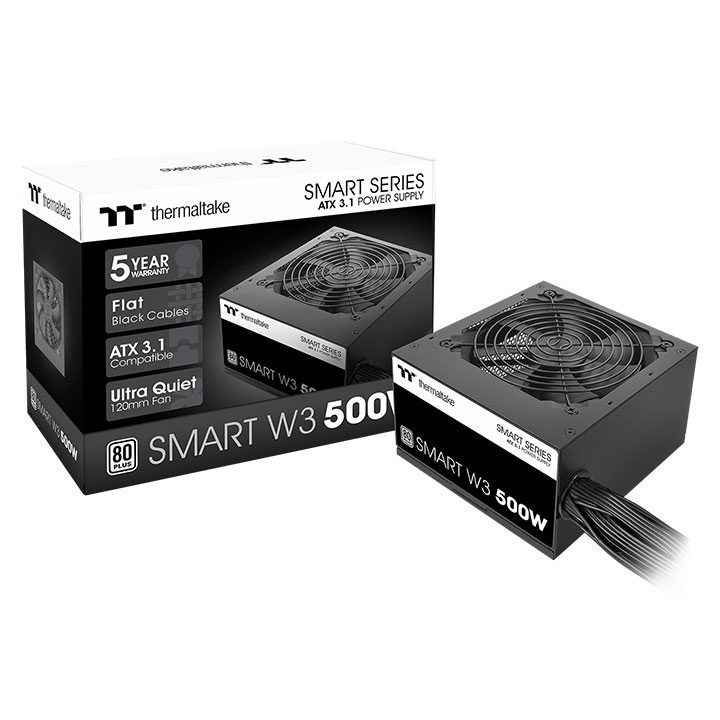 Power Supply PSU Internal PC Komputer Thermaltake Smart W3 500W | ATX 3.1 | Black Hitam | Non Modula