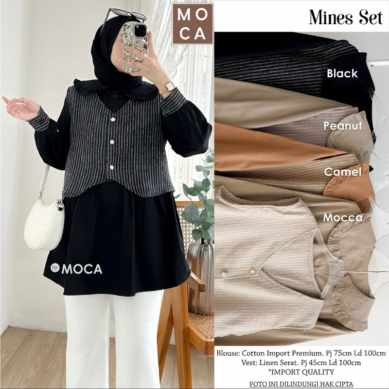 Mines Blouse // 2in1 Blouse dan Vest Set