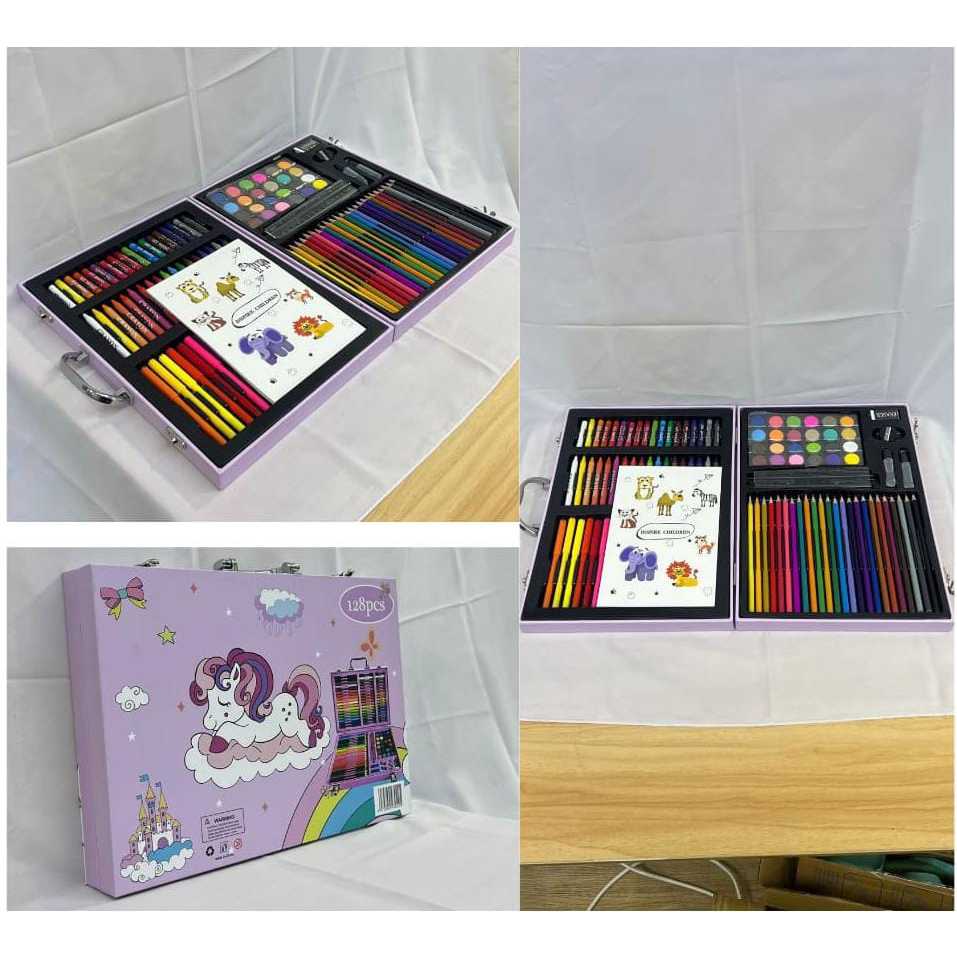 

(RGS) Crayon Art Set 128pcs Koper Alumunium Besi Krayon Pensil Warna