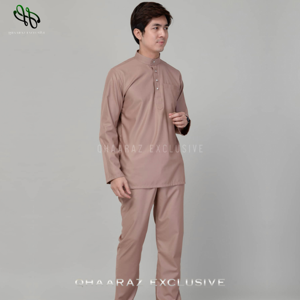 Raffan Baju Melayu Pria Setelan Koko Muslim Modern Bahan Katun Toyobo Satu Set Pakaian Teluk Belanga