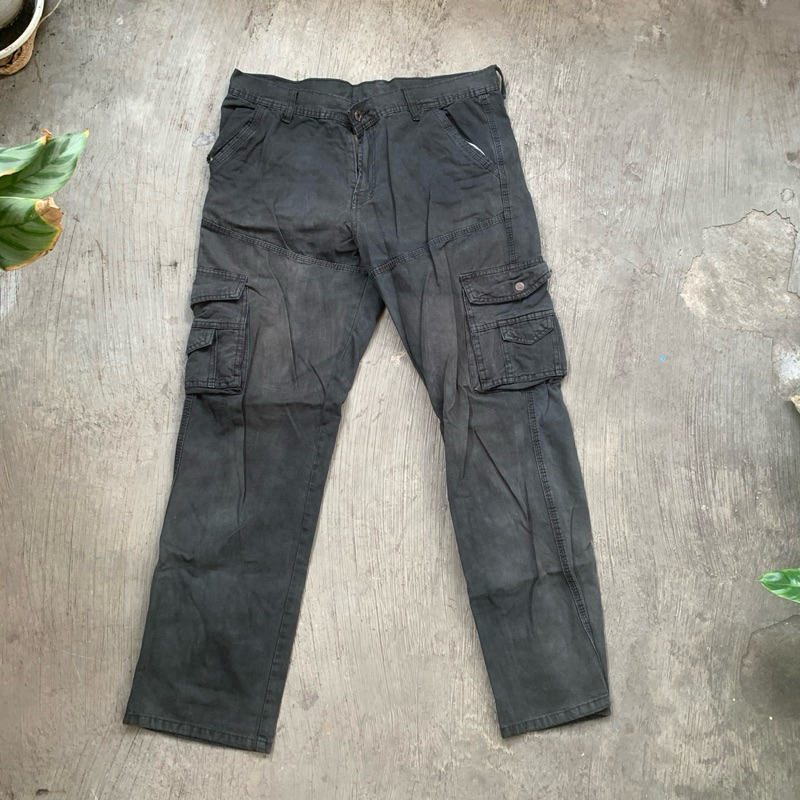 X-Over Men's Long Cargo Pants Black Size 36 | Celana Panjang Pria Hitam Lokal