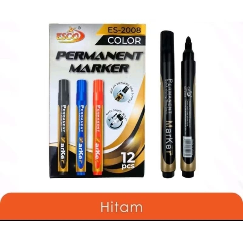 

SPIDOL PERMANEN ISI 1 PCS SPIDOL MARKER ES -2008 TINTA HITAM / SPIDOL BISA DI ISI ULANG / SPIDOL HITAM