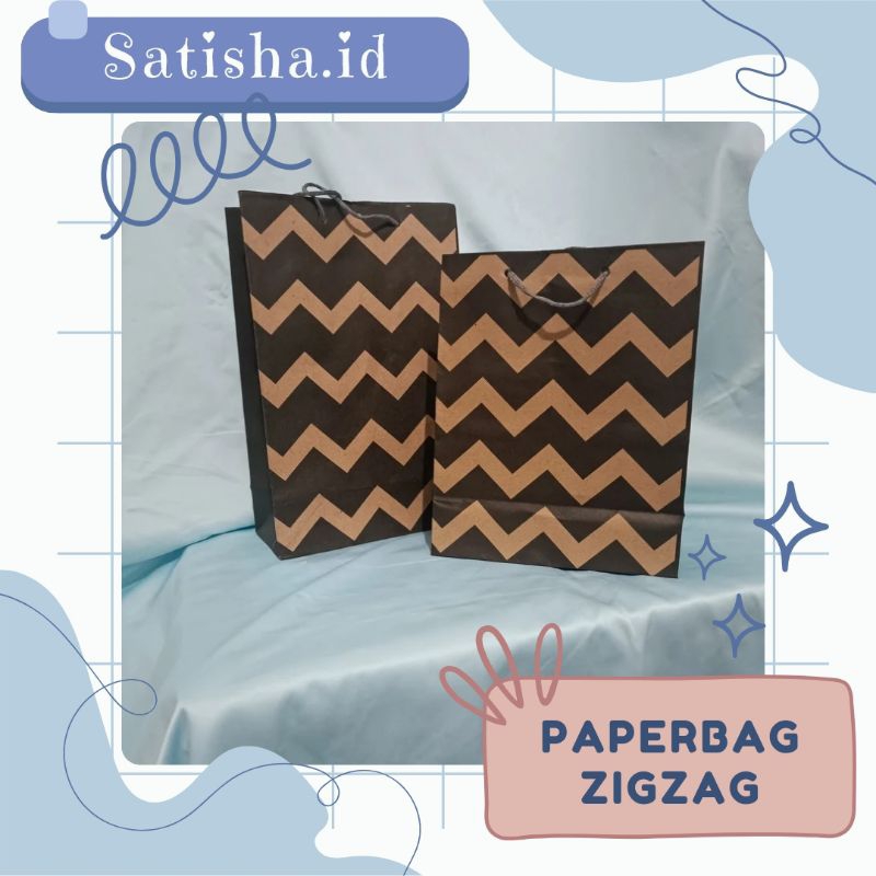 

Paperbag ZigZag Coklat tas bungkus kado gift bahan kraft