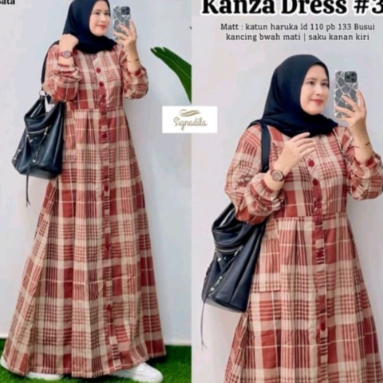 Update Terupdate GAMIS MOTIP KOTAK KANZA DRESS 3 MOTIP KOTAK