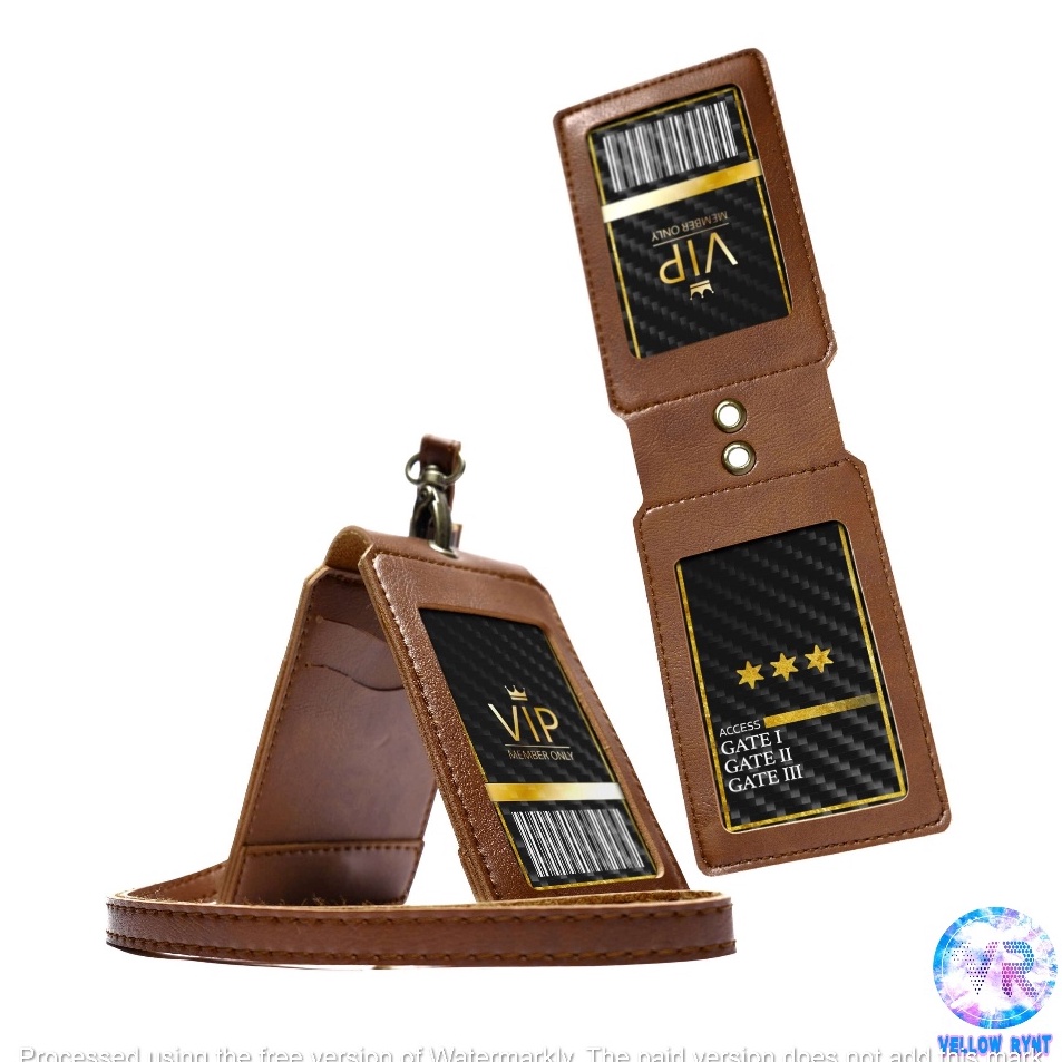 

Penjualan Berkualitas Lanyard Kulit 2 MIKA PU Leather ID Card Holder 2 MIKA Magnet Multifungsi NEW