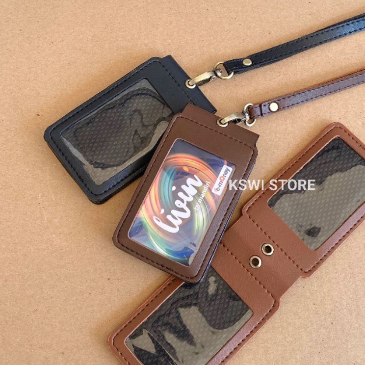 

Kejar Murah ID Card Holder Kulit Magnet Flip 2 sisi Name Tag Holder kulit MM2