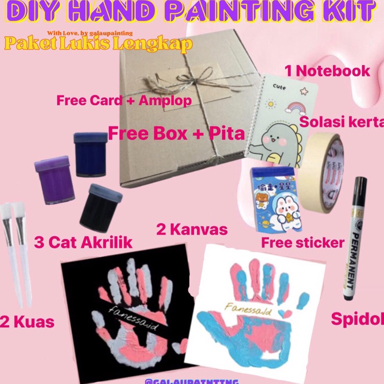 

Specia Sale DIY Hand Painting kit Paket Lukis Telapak Tangan Paket Lukis Set by galaupainting