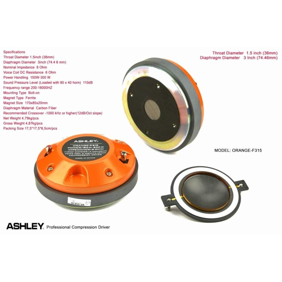 Spekaer DRIVER TWEETER ASHLEY ORANGE F315 F 315 Twiter ORIGINAL: