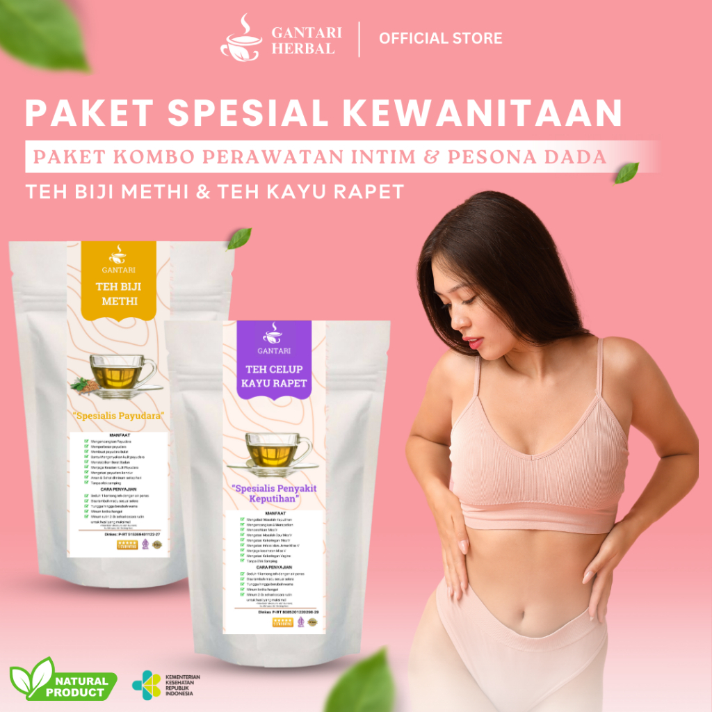 

Gantari Paket Spesial Wanita - Teh Biji Methi & Teh Kayu Rapet Bantu Mengencangkan Membesarkan Payudara Atasi Keputihan