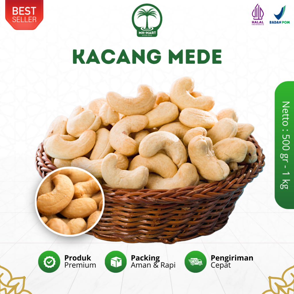 

Kacang Mede Mete Gurih 500gr - 1kg Cemilan Oleh Oleh Haji dan Umroh