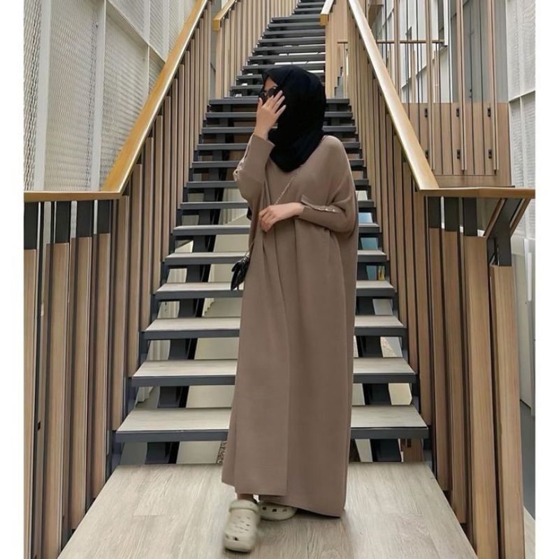 Abaya dress Batwing // dress rajut // dress batwing // dress kekinian // bisa cod // abaya batwing