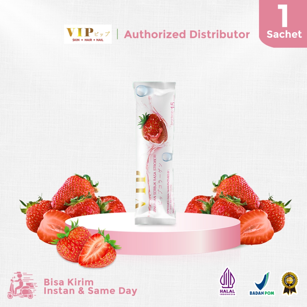 Vip Collagen Premium 1 Sachet - Minuman Kolagen Pemutih Badan Cepat - Cobain Dulu - Aman BPOM - Offi