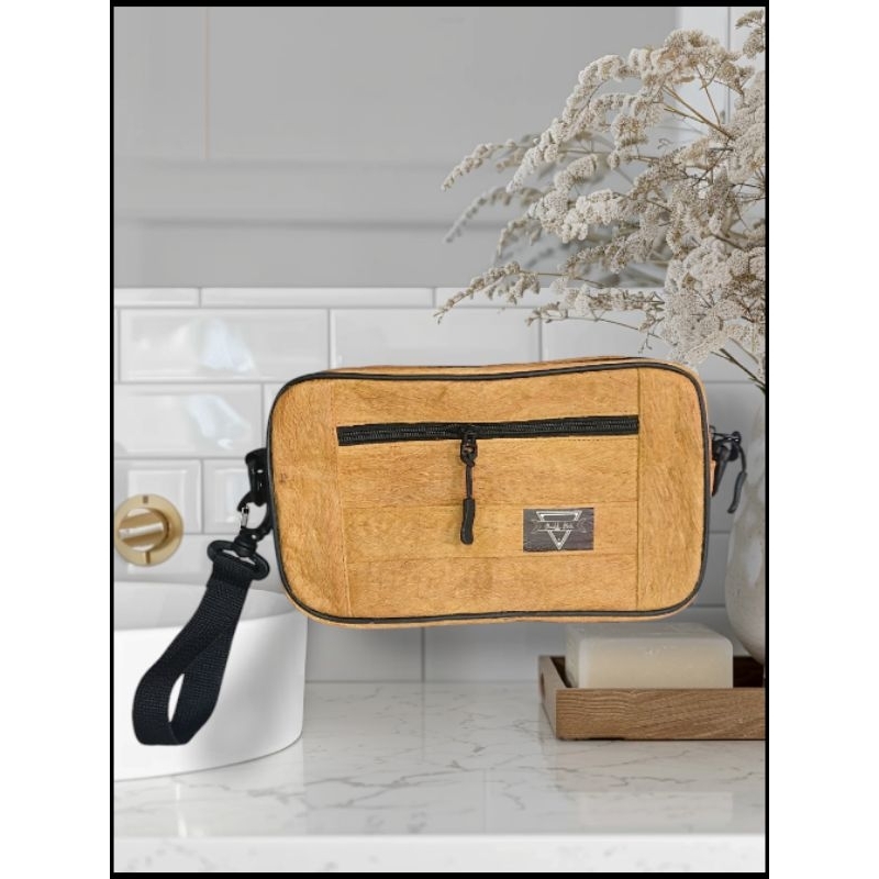 tas selempang pria handbag kulit kayu waru | tas slempang unik kekinian