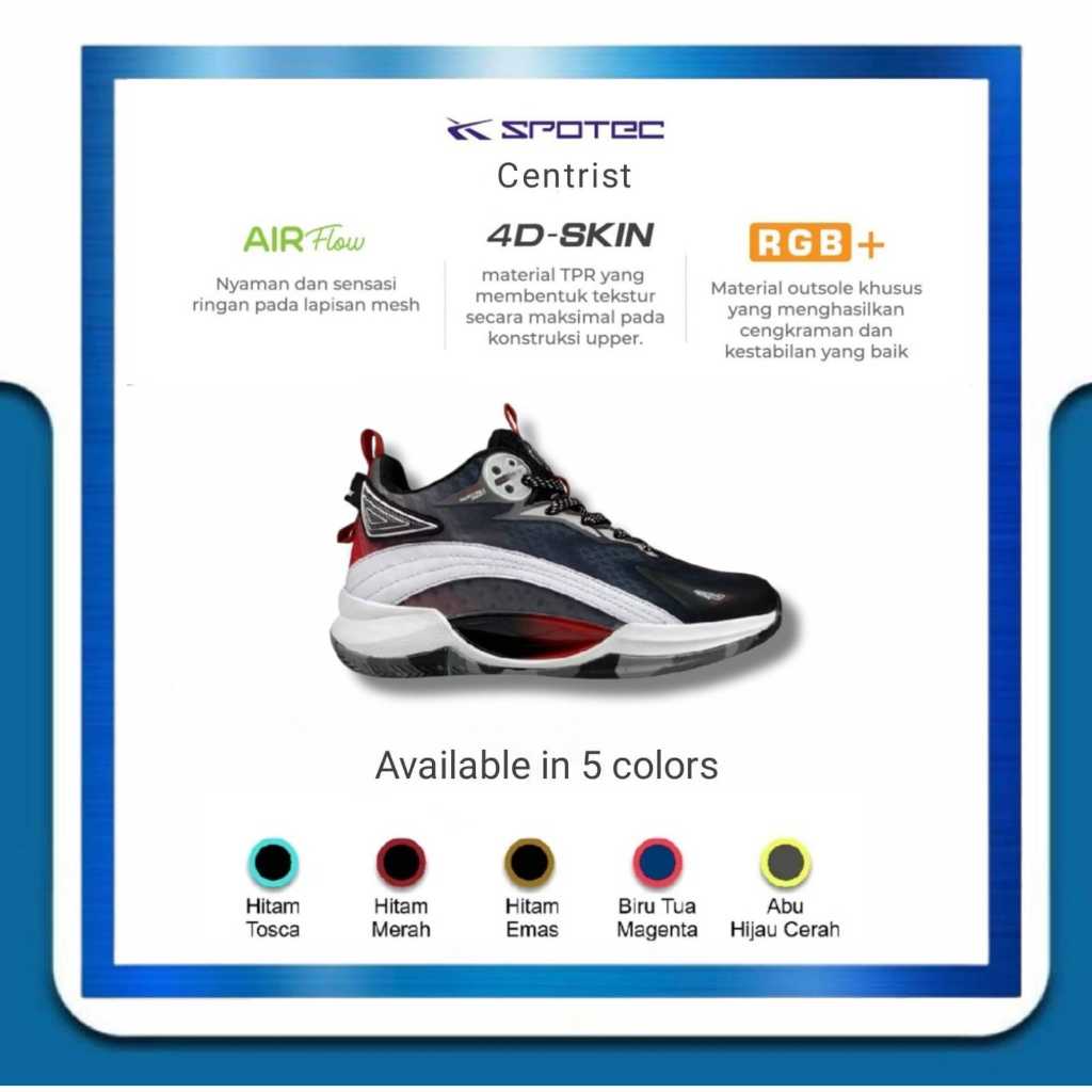 SPOTEC Sepatu Basketball Centrist Hitam - Merah