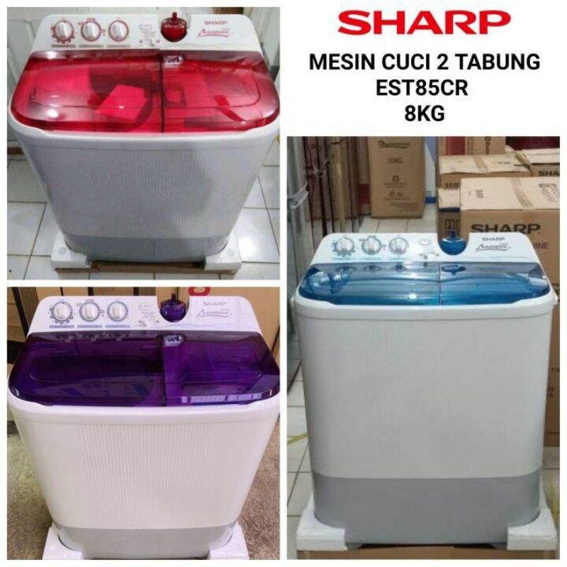 Sharp Mesin Cuci 2 Tabung EST85CR 8Kg - Mesin Cuci Sharp