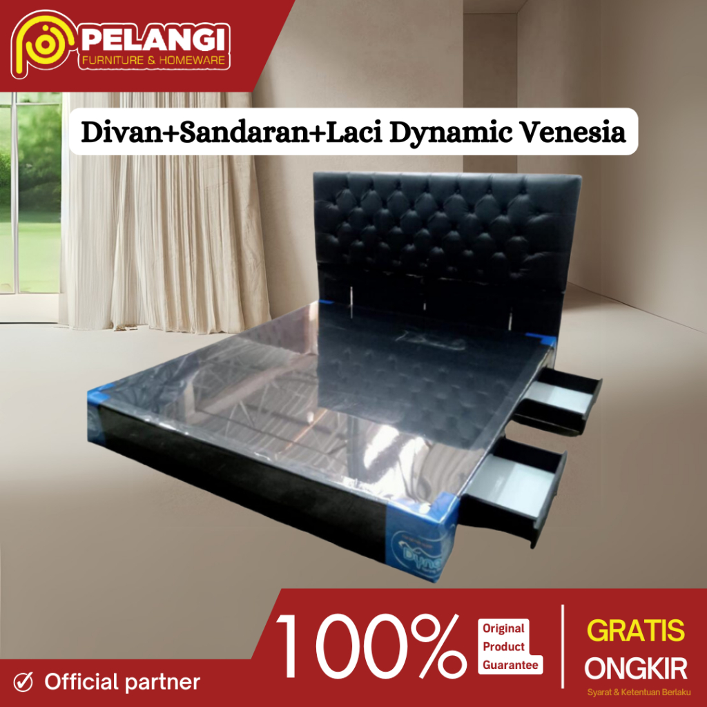 Divan Sandaran Laci Dynamic Venesia | Divan Laci | Divan Sandaran | Divan Tempat Tidur | Dipan Laci