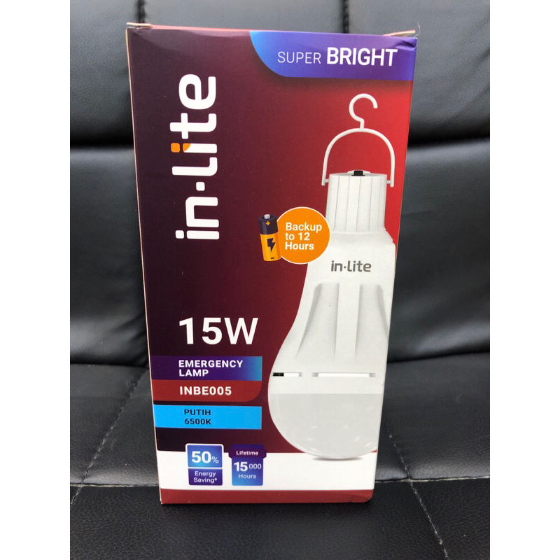 Lampu bohlam emergency inlite 15watt cahaya putih
