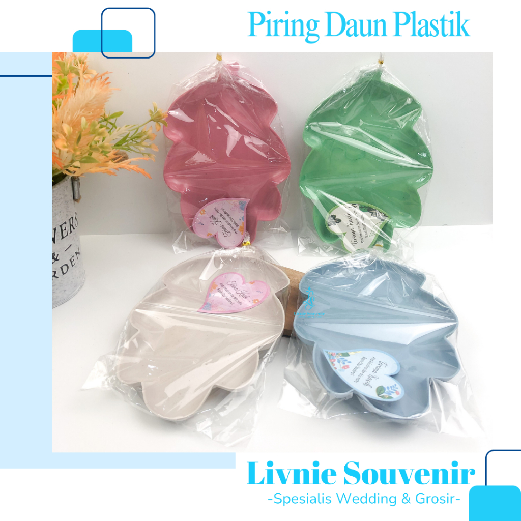 Souvenir Piring daun plastik kemasan plastik