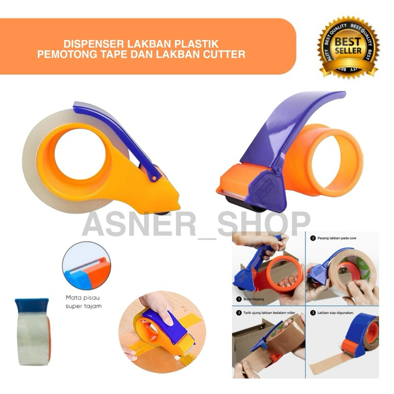 

( Pemotong ) Dispenser Selotip / Tpe Cutter Lakban / Solasi Alat Packing Holder