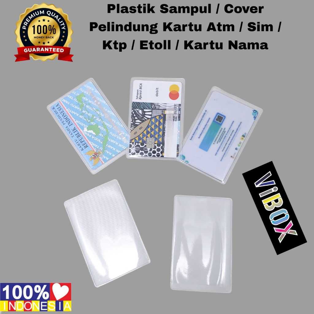 

( 10Pcs ) Vibox Cover Plastik Pelindung Kartu ATM / SIM KTP Sampul Cover Flazz Etoll Card Pembungkus Tebal Awet Premium [SR]