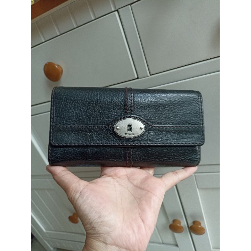 (link fullpayment) Dompet Fossil maddox 3fold hitam preloved