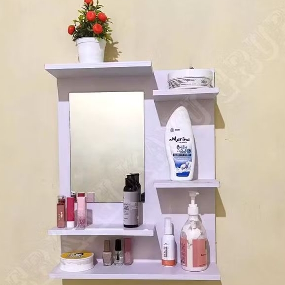 Rak Kosmetik gantung dinding tempel kaca/rak kosmetik dinding/rak kosmetik kaca