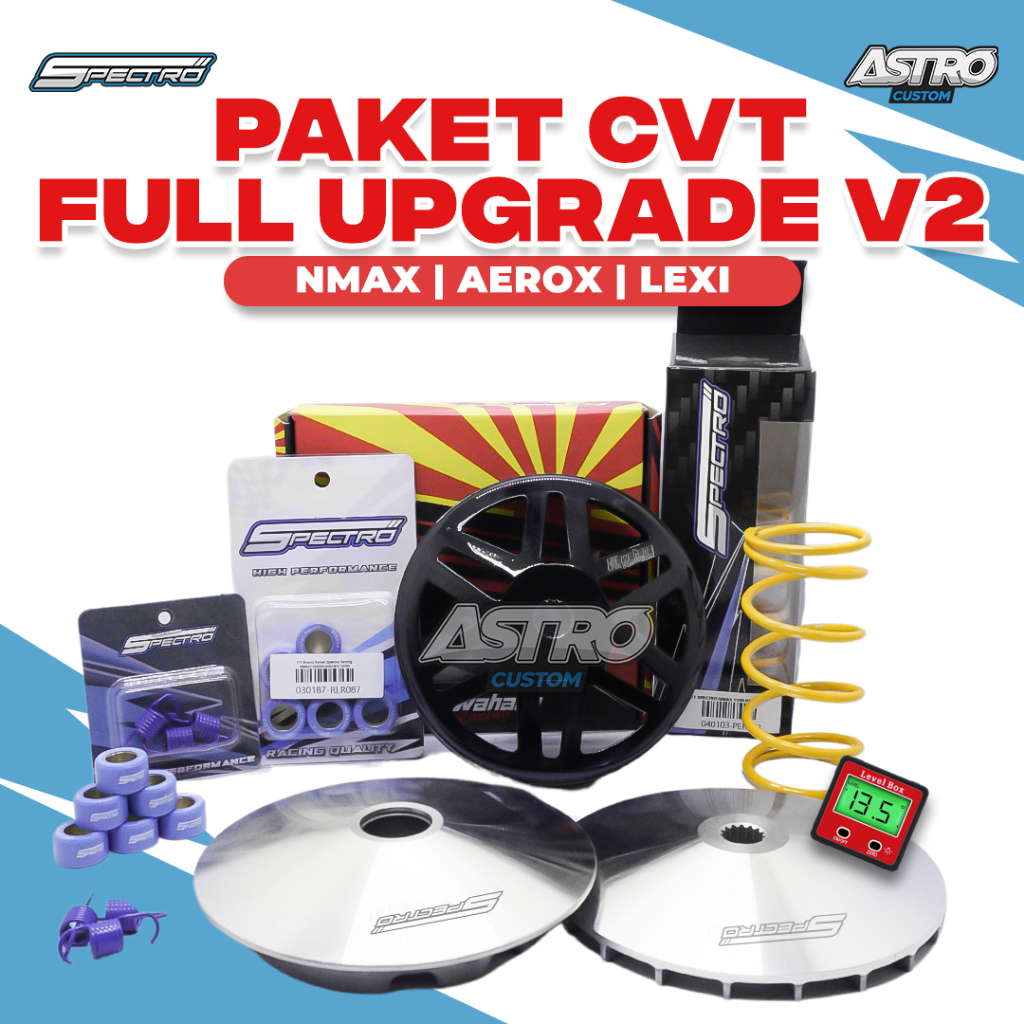 Full Upgrade CVT V2 Nmax 155 Aerox 155 Lexi 125 Mangkok Ganda Kawahara Per CVT Roller Spectro Racing
