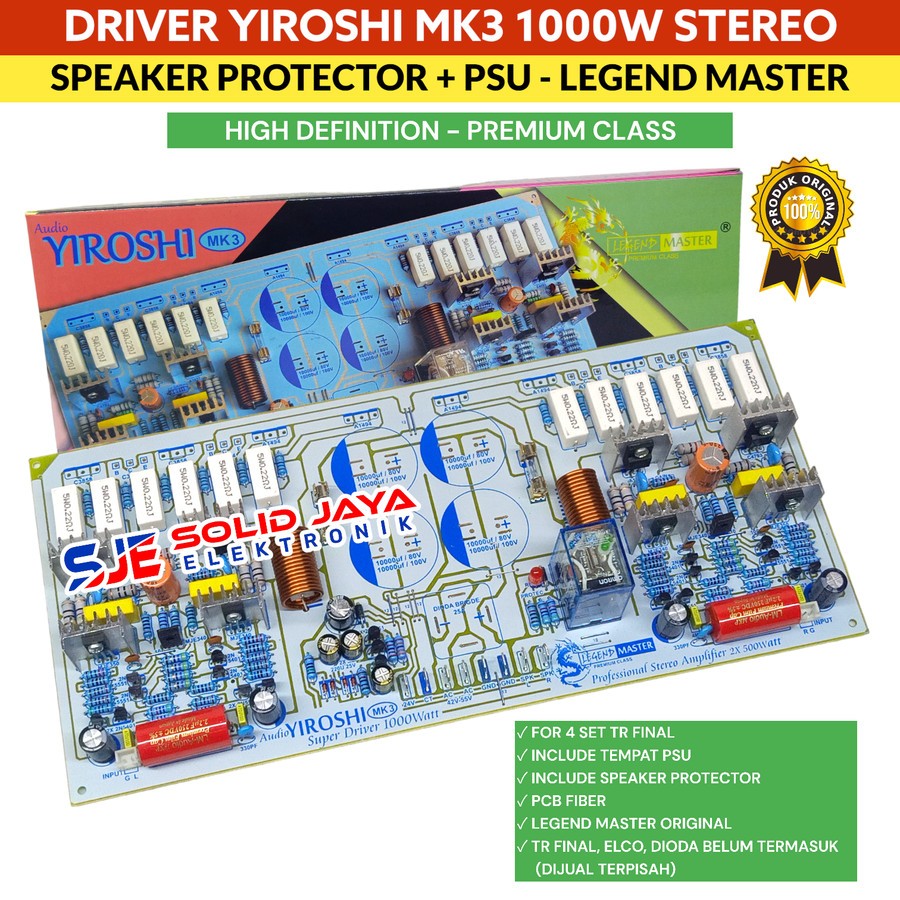 KIT DRIVER POWER YIROSHI MK3 1000W STEREO TANPA TR FINAL PLUS PROTEKTOR SPEAKER PSU PROFESSIONAL AMP
