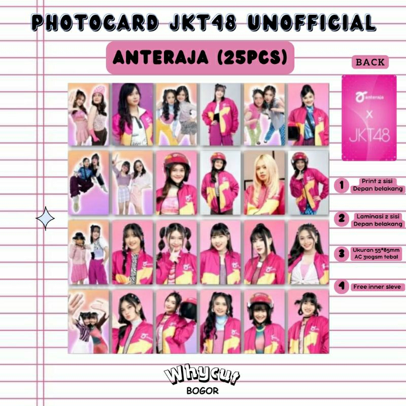 [25pcs] PHOTOCARD ANTER AJA JKT48 LAMINASI GLOSSY PRINT 2 SISI