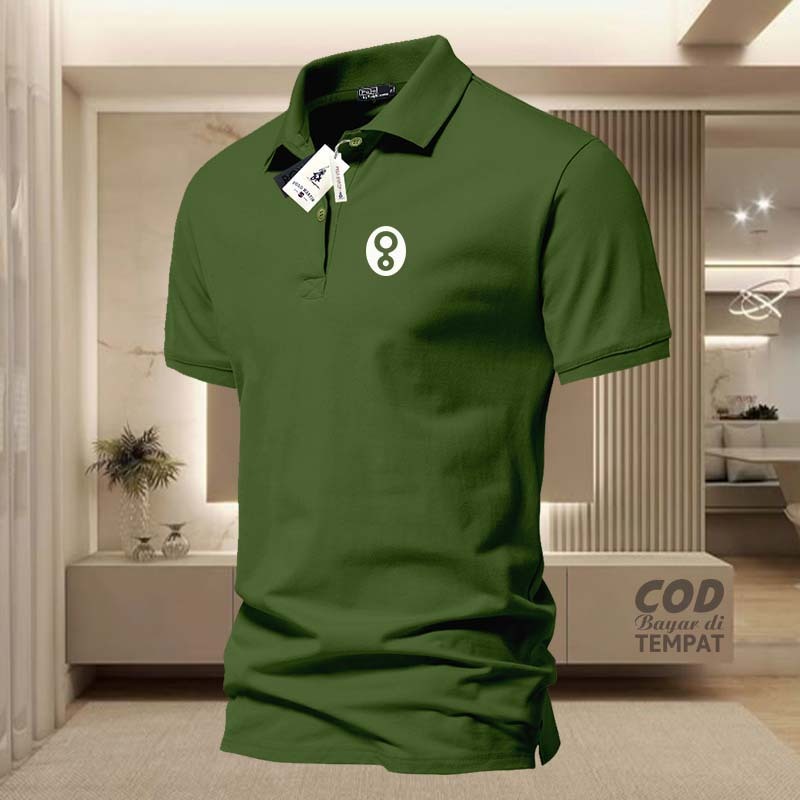 COD T-Shirt POLO kerah Greenlight Lonjong Kiri Putih Kaos Kerah Dewasa Shirt / Kaos Wangki Pria Polo