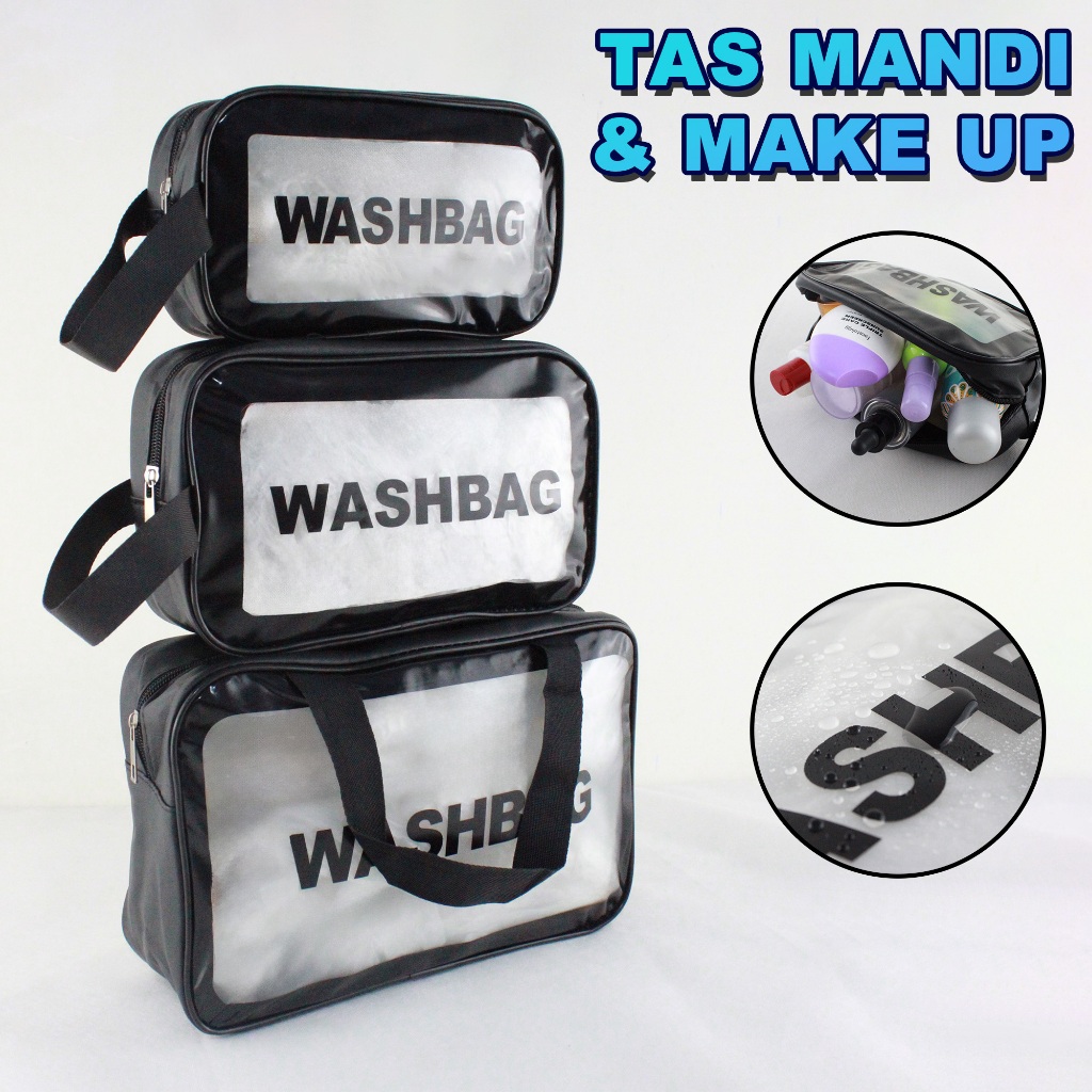 Tas Kosmetik Wanita Waterproof Tas Washbag Pouch Kosmetik Transparant Terbaru KD08