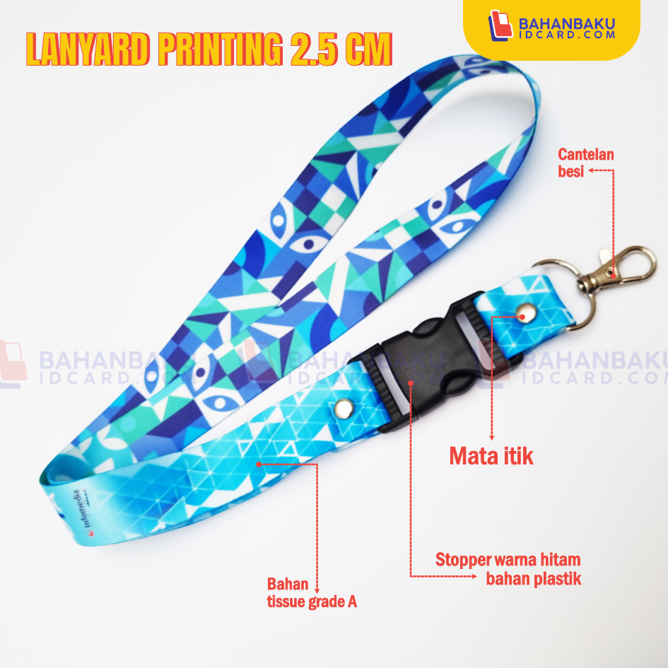 

cetak tali lanyard printing 2,5cm sublim tali idcard full color kalung idcard