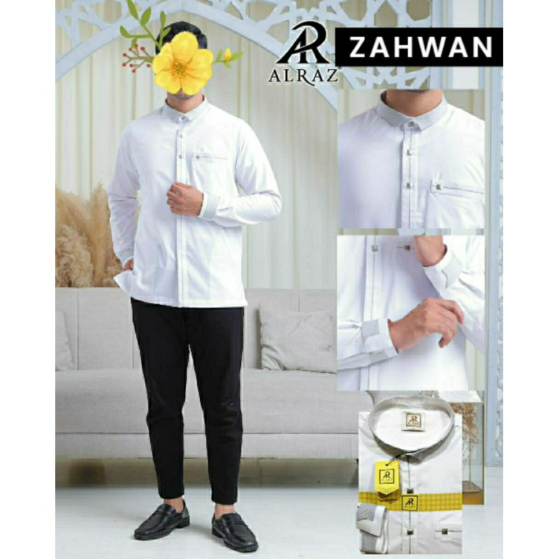 Koko putih  AL RAZ ZAHWAN lengan panjang manset