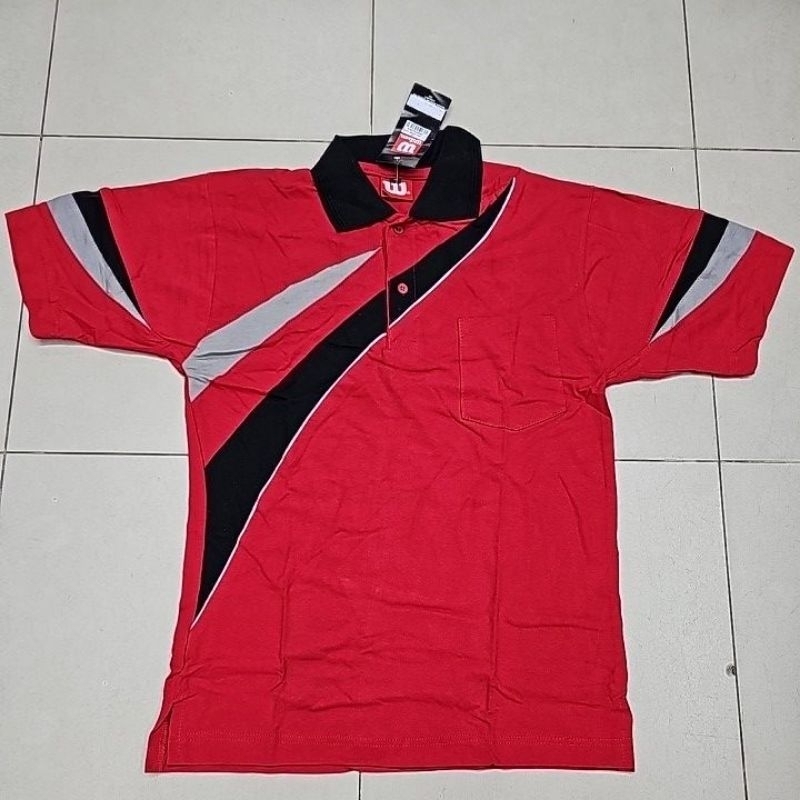 KAOS OLAHRAGA / BAJU SERAGAM OLAHRAGA CK81 BAHAN KATUN WARNA MERAH KOMBINASI