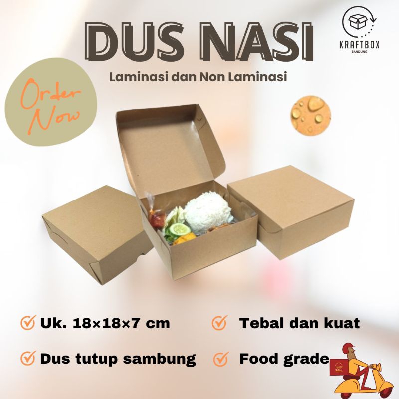 

PROMO!!! DUS NASI KOTAK KRAFT Uk 18×18×7 box nasi box kue, kotak nasi coklat kemasan makanan paper kraft kotak nasi coklat dus nasi kraft box untuk nasi kotak & makanan Laminasi & non laminasi Food grade Bpa free