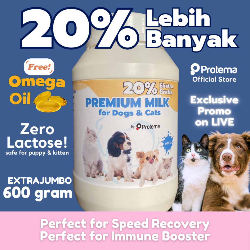 [EXTRA JUMBO] PREMIUM MILK FOR CATS & DOGS | 600 GR | Susu Natural Kucing & Anjing, Multivitamin Len