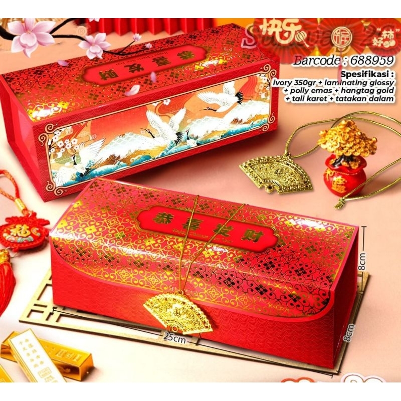 

box dus bolu gulung kue imlek uk 25x8x8cm(merah)