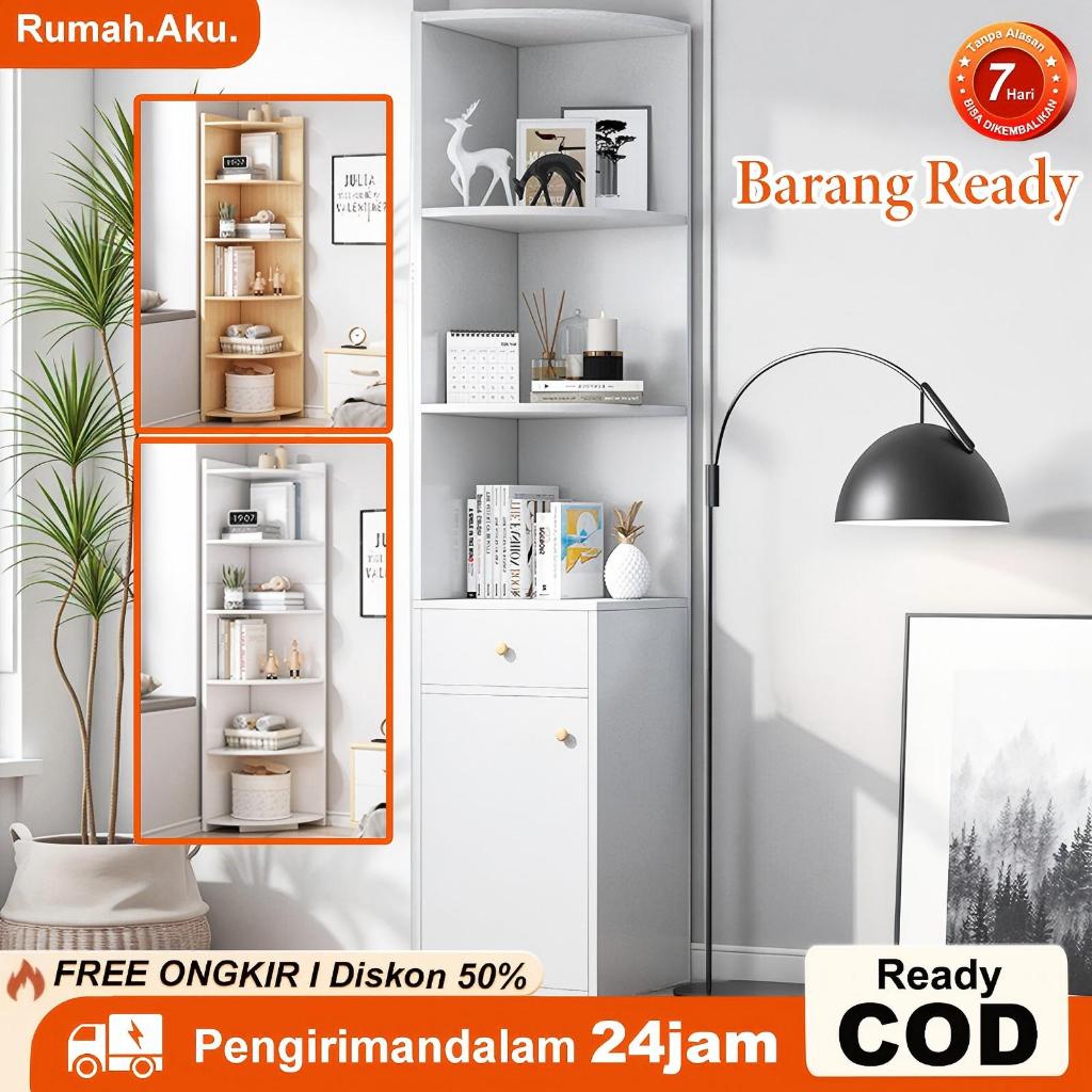 Rak Buku Sudut Rak Buku Kayu Minimalis Serbaguna Rak Buku Sudut Setengah Terbuka Multifungsi Rak