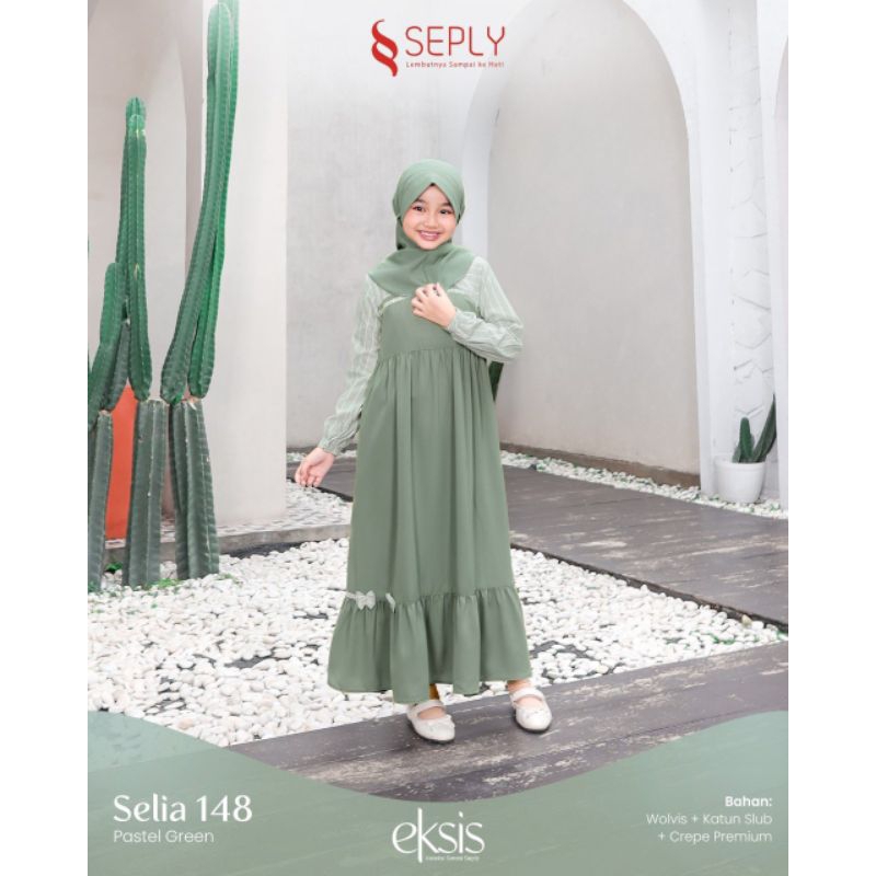 Gamis Anak SEPLY SELIA 148 PASTEL GREEN | SARIMBIT KELUARGA EKSIS 243 PASTEL GREEN