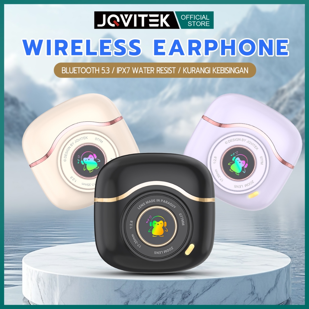 Jqvitek tws lucu Wireless Earphone Bluetooth Bass Original IPX7 Water Resist Sentuhan Kontrol Headse