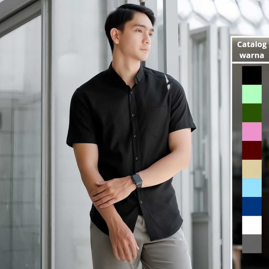 KEMEJA PRIA BOYI TOP MAN LENGAN PENDEK KASUAL FORMAL KERJA PUTIH