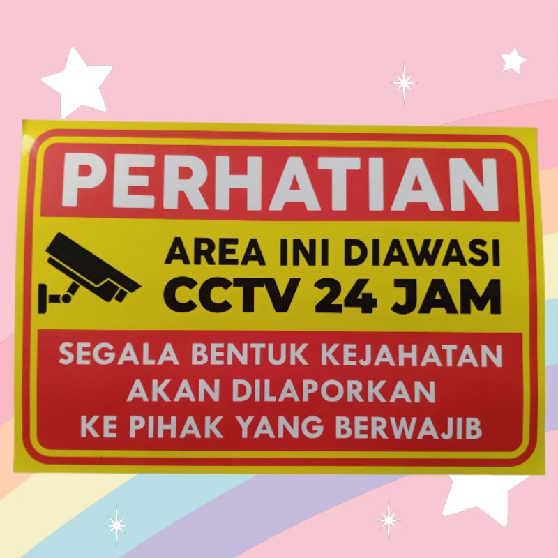 

stiker area di awasi CCTV ukuran jumbo anti air 15,5 x 23,5