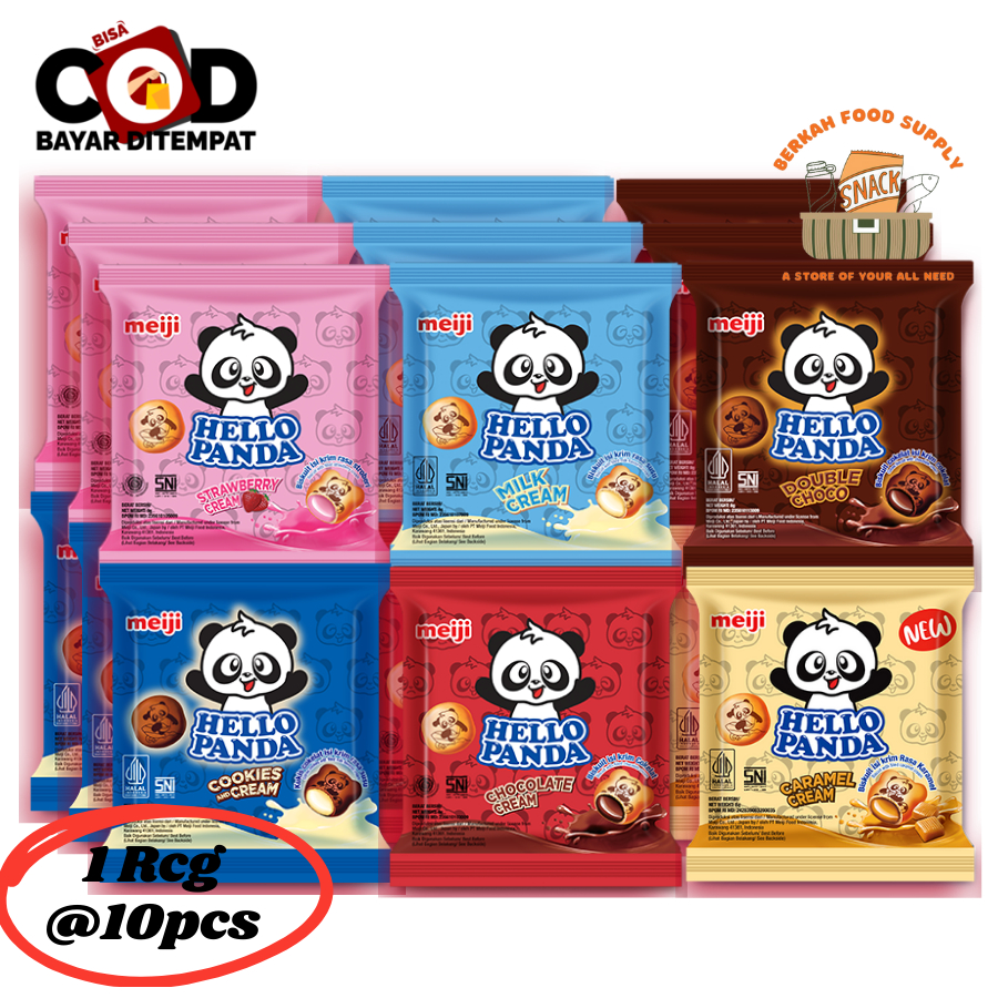 

[ BERKAH ] HELLO PANDA ISI 10 @ 10 GR MILK COKLAT STRAWBERRY COOKIES AND CREAM DOUBLE CHOCO SUSU SNACK MAKANAN RINGAN HALAL